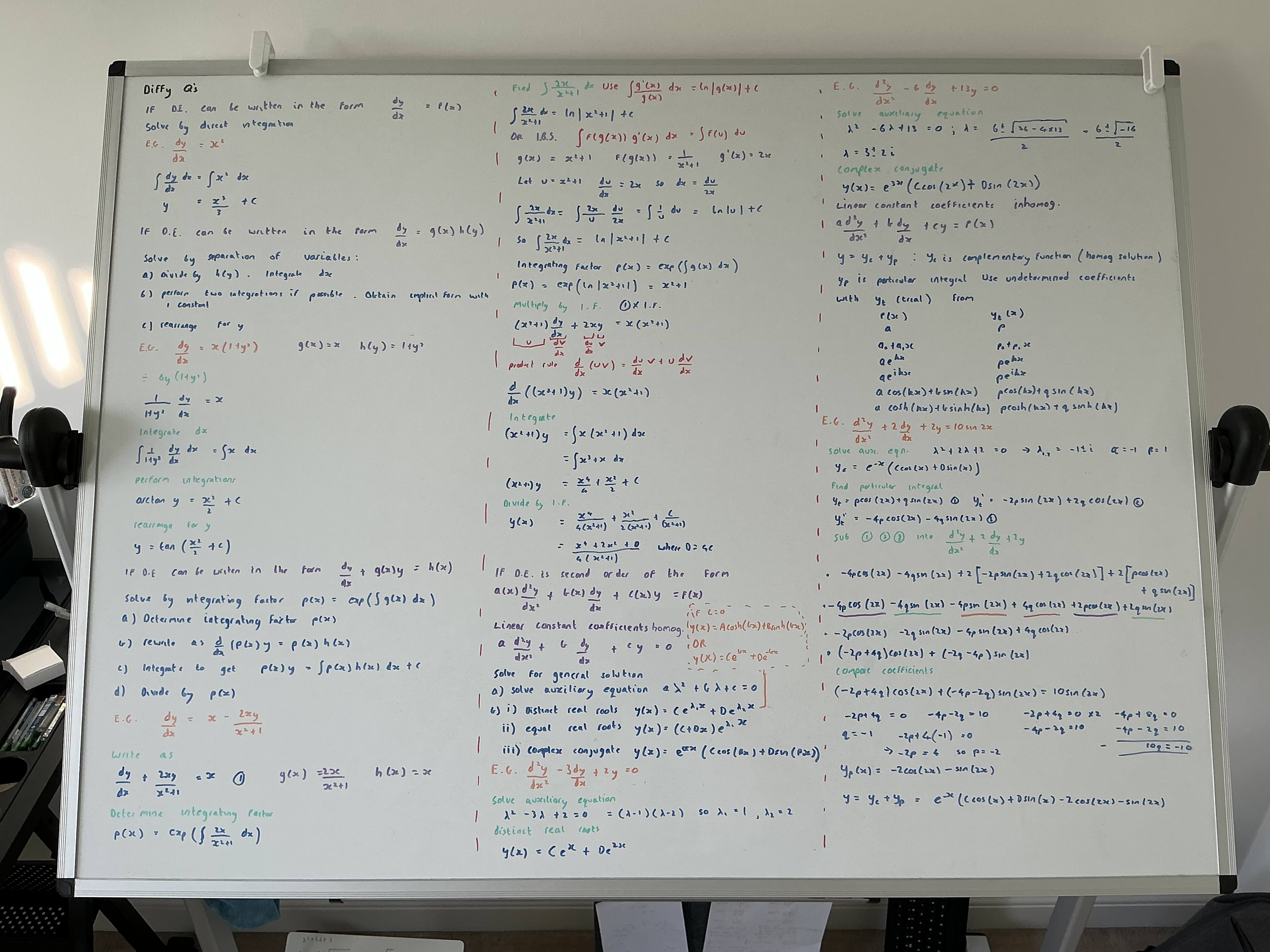 Picture of Whiteboard with Differential Equations.